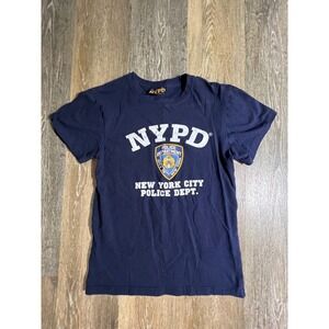 NYPD Graphic T-Shirt Mens Small Navy Blue NYC Police Dept Shield SKU2479